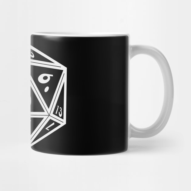 Transparent D20 Dice (White Outline) Full Size by Stupid Coffee Designs